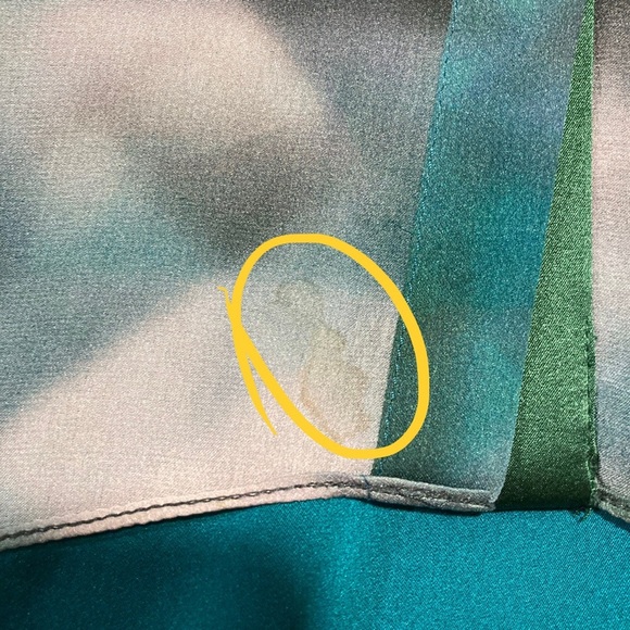 Ellie Tahari Silk + Elastane Blouse in Teal Blue+Forest Green - Some Flaws - Picture 13 of 16